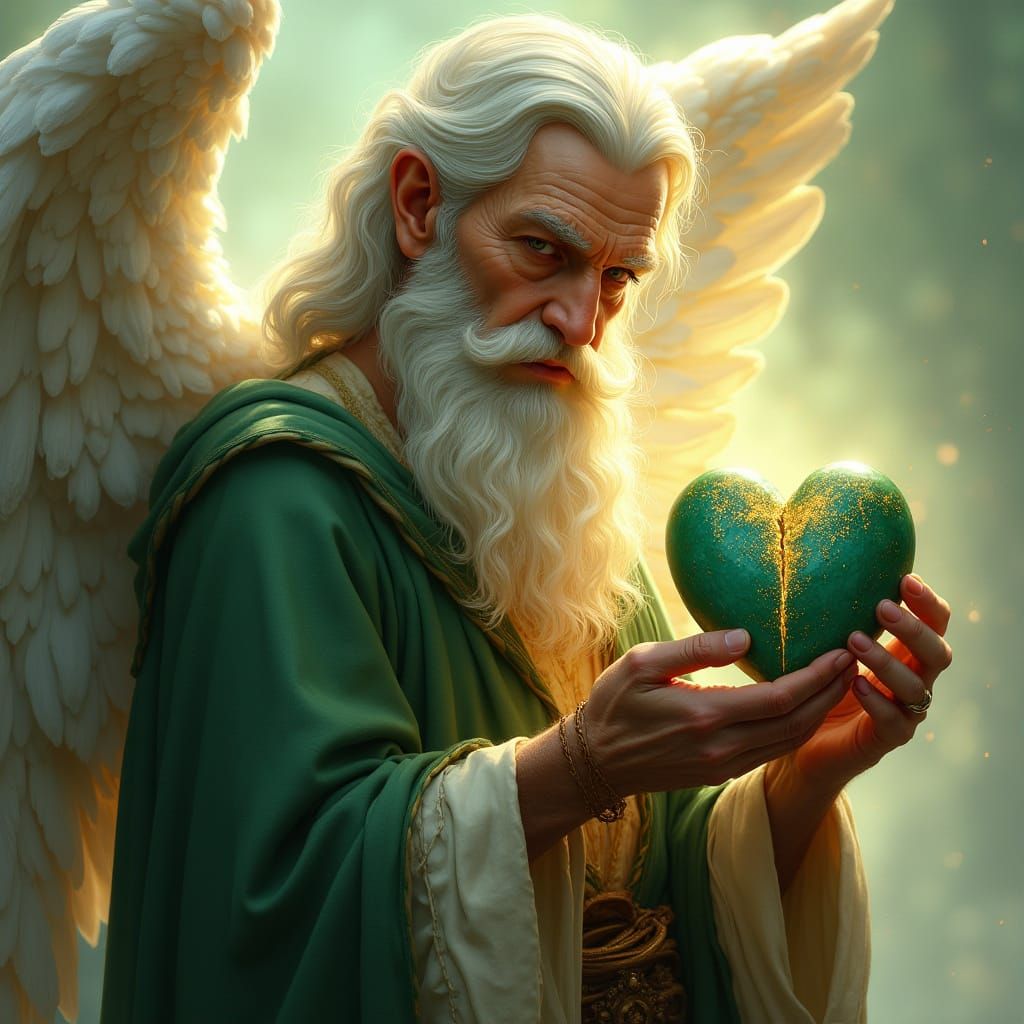 Majestic Servant of Raphael Mends Sacred Emerald Heart with ...