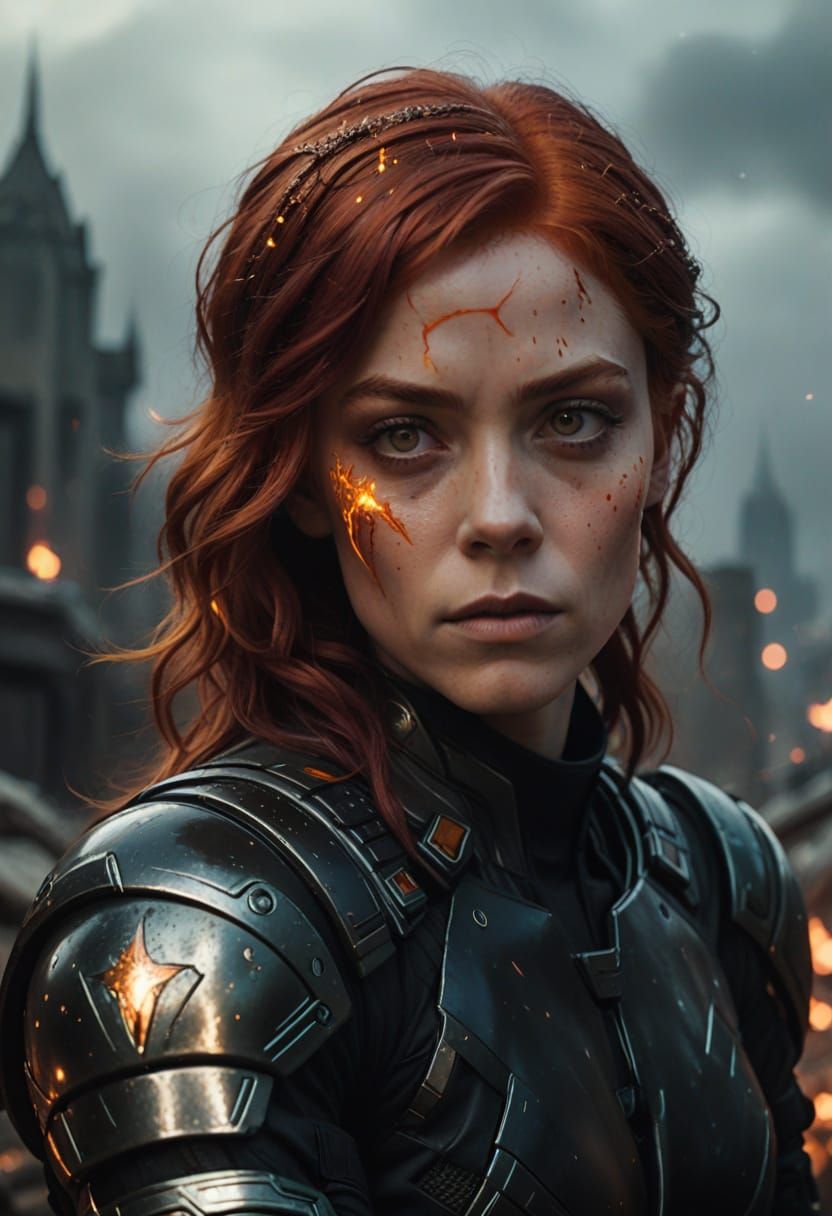 Starfire Alien Princess Portrait in Comic Book Style