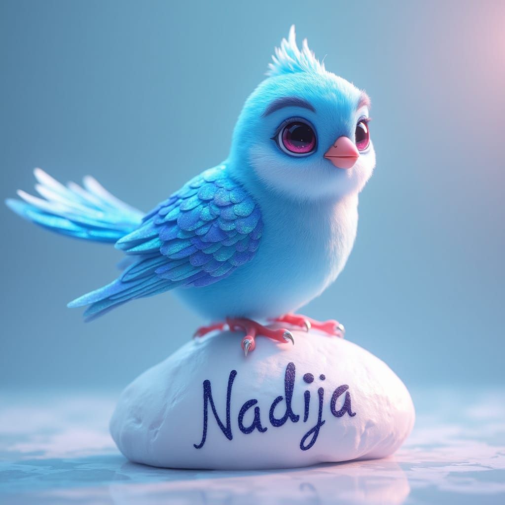 Vibrant Animated Blue Bird on Marble-Like Rock with Elegant ...