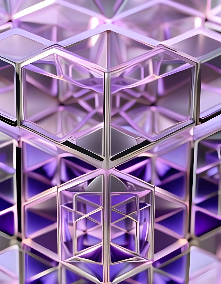 Glass Geometric Shapes in Art Nouveau Style