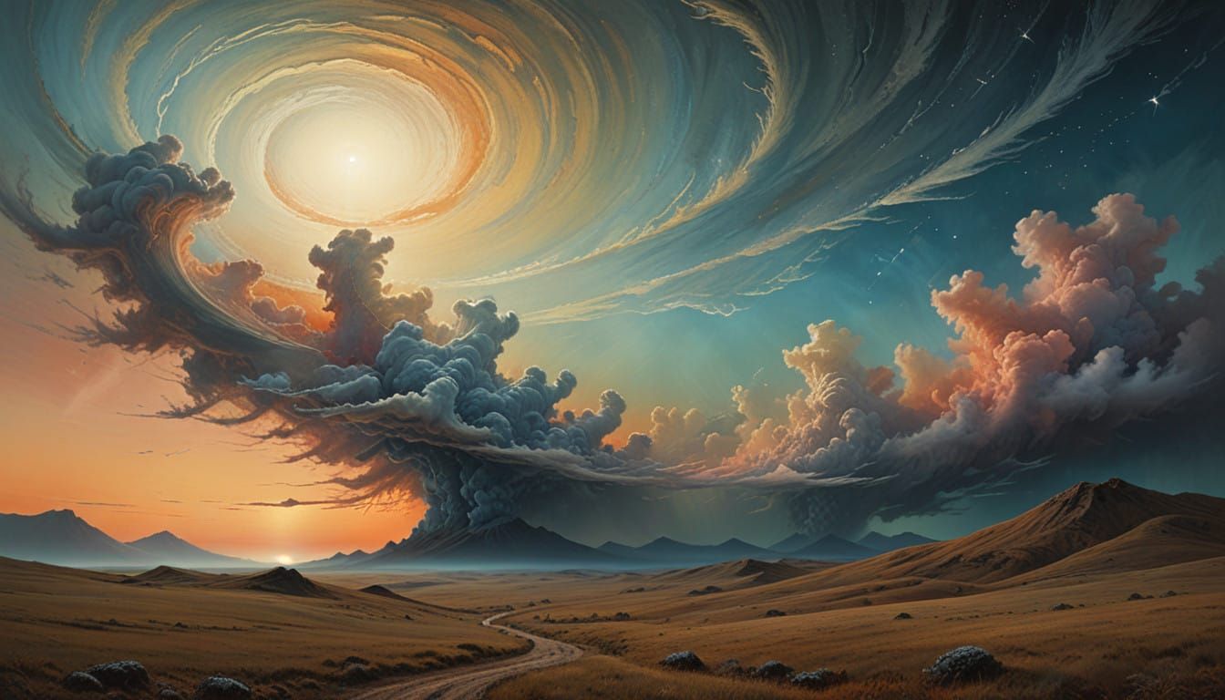 Dreamy Celestial Landscape in Ethereal Colors