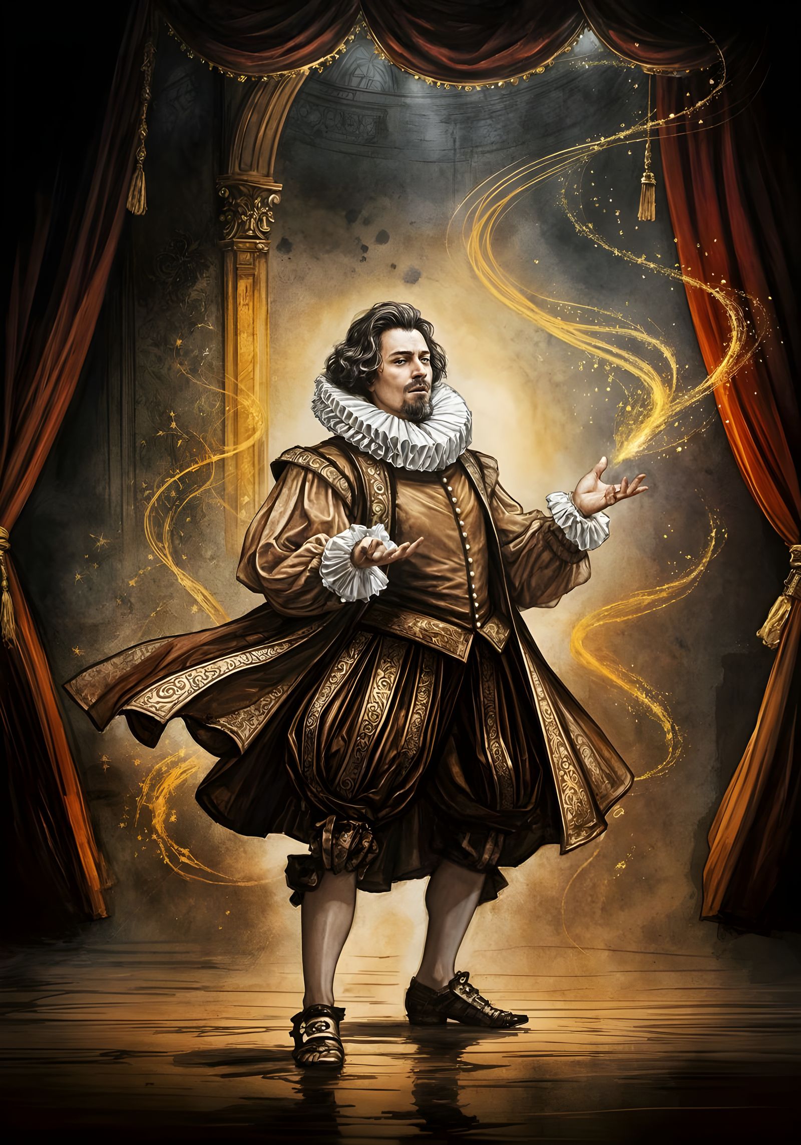 Bard of the Elizabethan Theatre in a Whimsical D&D Fantasy
