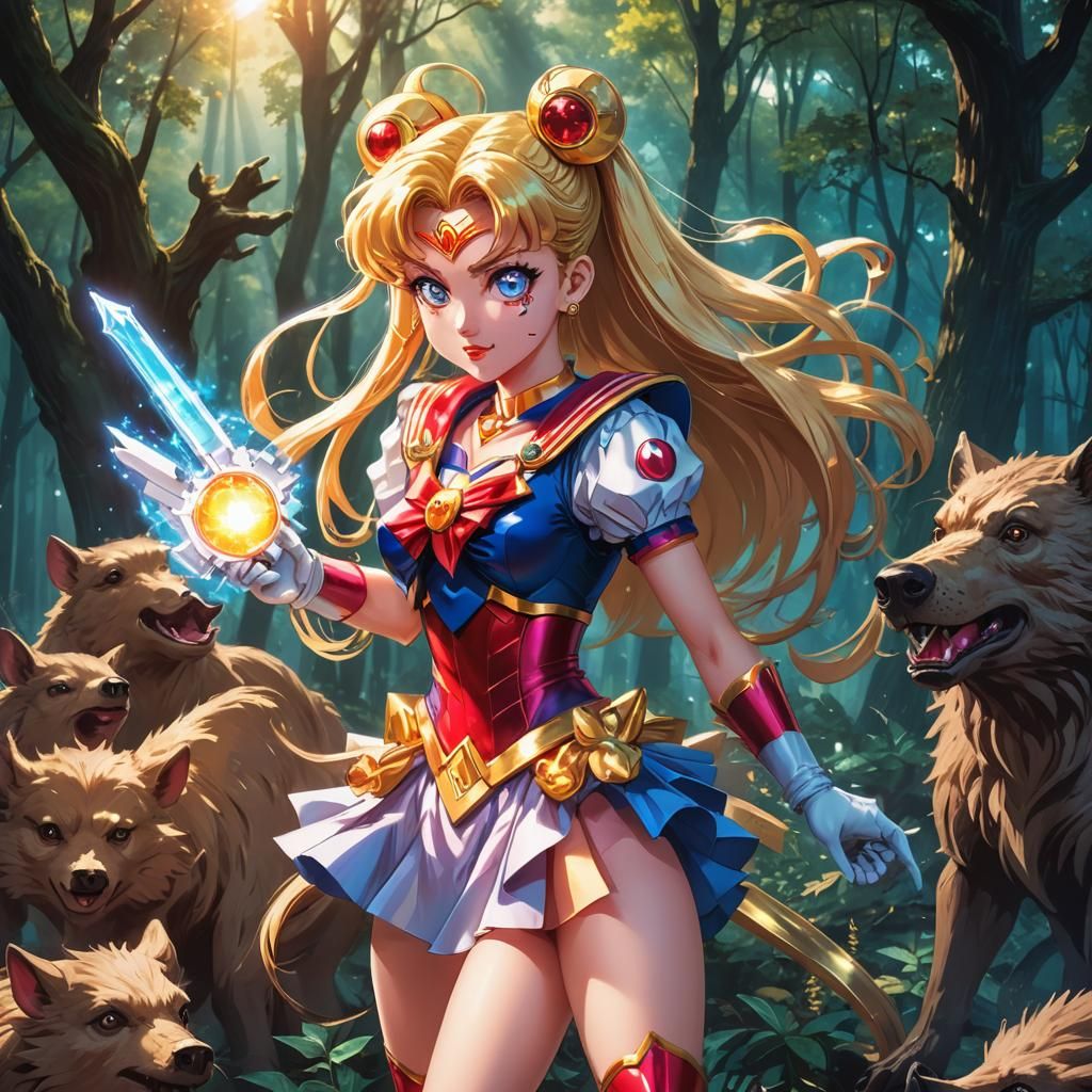 Sailor Moon's Petrification Ray in Anime Style