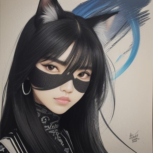 Expressive Portrait of a Woman in Abstract Expressionism Sty...