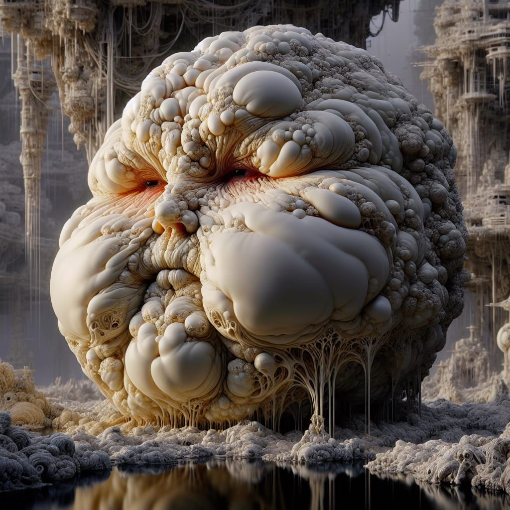 Gelatinous Blob Dominates Biopunk Portrait in Hyper-Realisti...