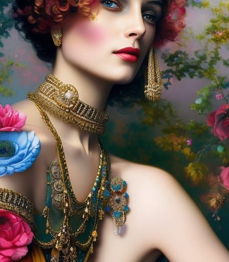 Retro Girl Portrait in Art Deco Style