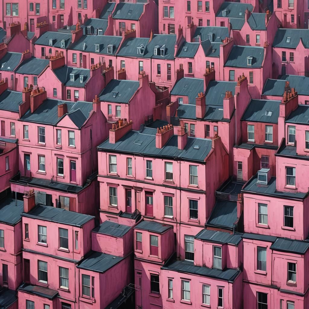 Glasgow Tenements in Impressionist Style