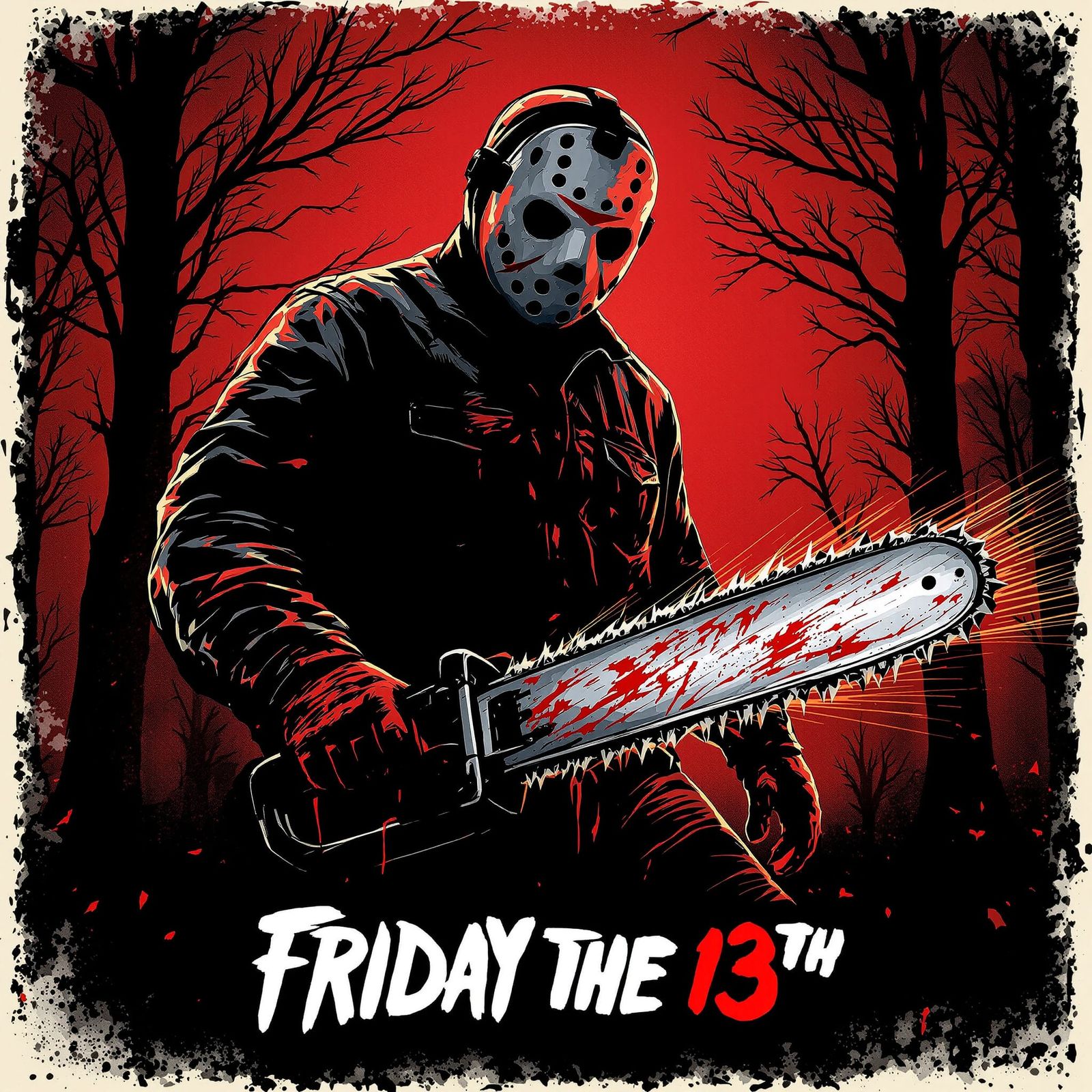 Friday the 13th Chainsaw Horror Movie Poster