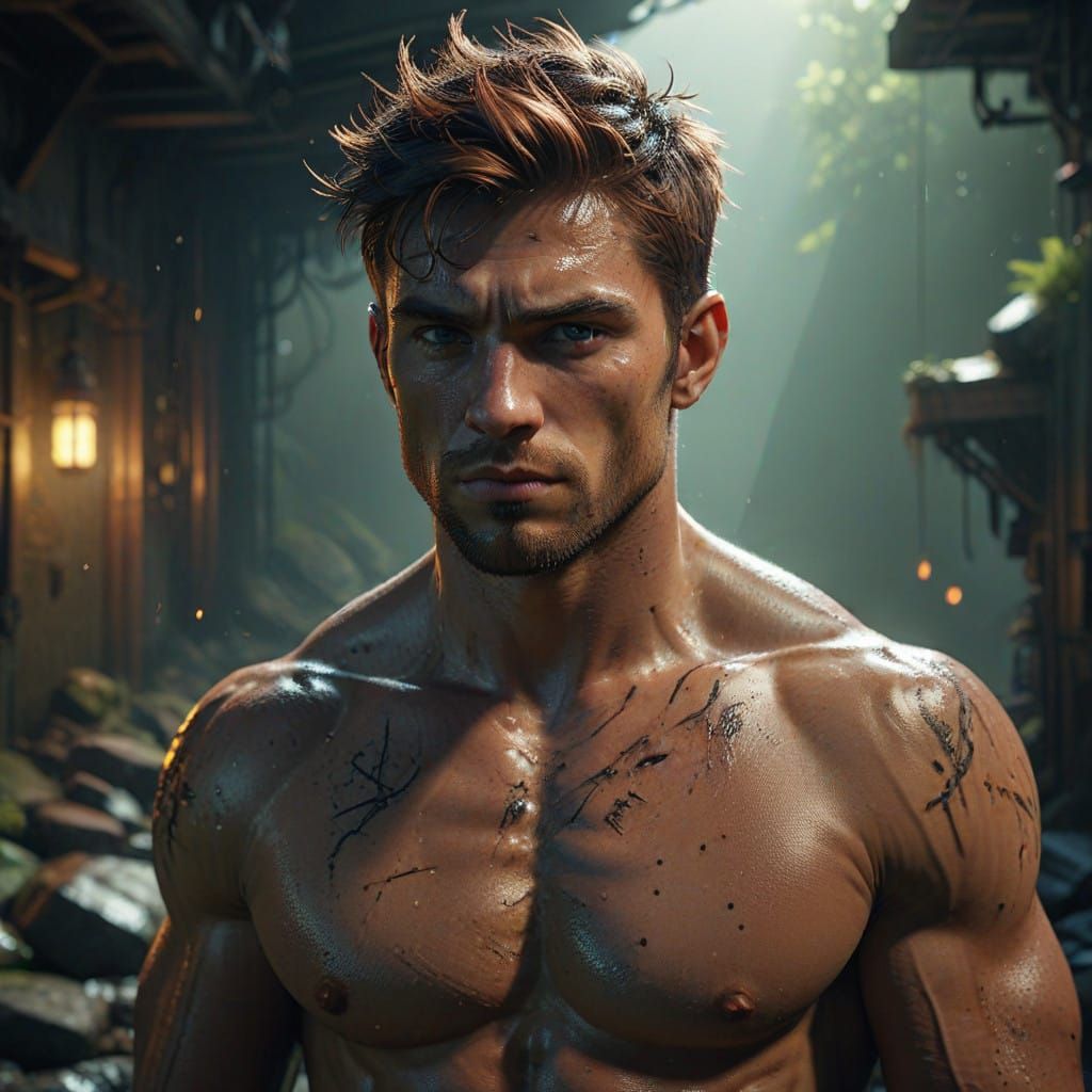 Athletic Man in Dreamlike Atmosphere