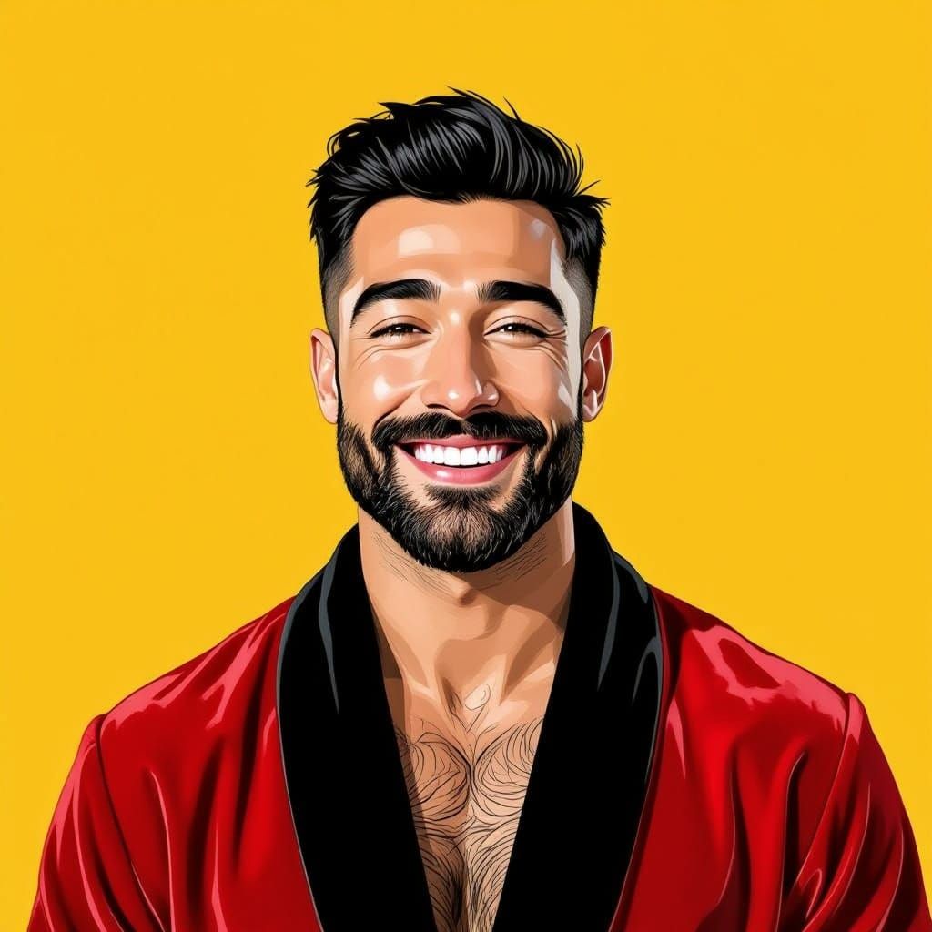 Joyous Man in Red Velvet Robe, Maximalist Masterpiece