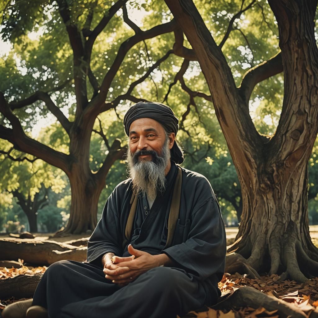Osho Meditating Peacefully Under a Tree