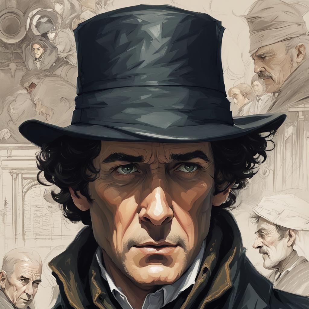 Sherlock Holmes in Deerstalker Hat: Digital Rococo Art