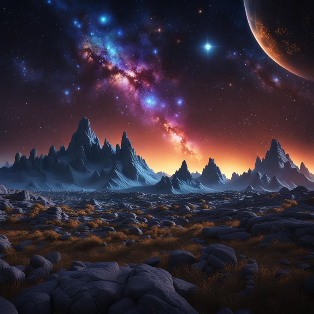 Magical Stars Illuminate Cosmos Nightsky: Fantasy Concept Ar...