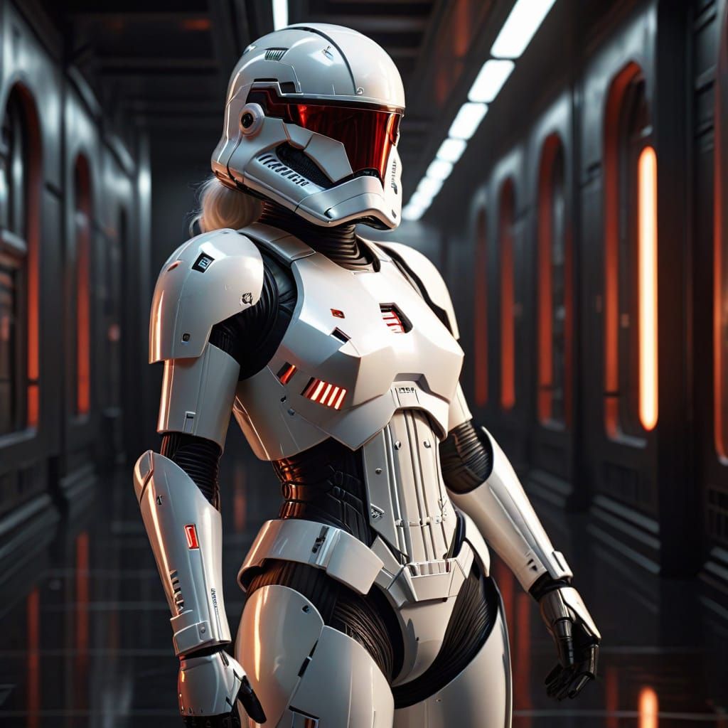 Hyper-Realistic Female Stormtrooper in Imperial Armor