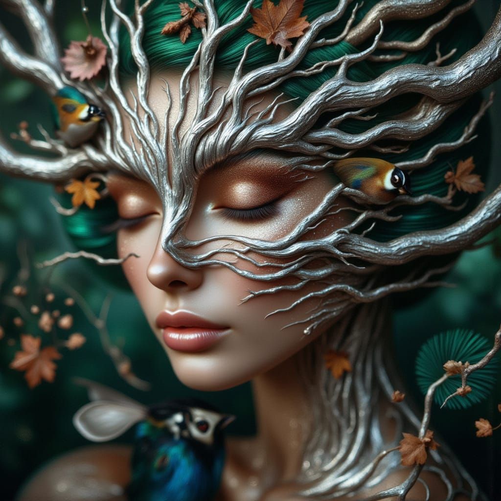 Ethereal Woman Fusion Portrait in Fantasy Style