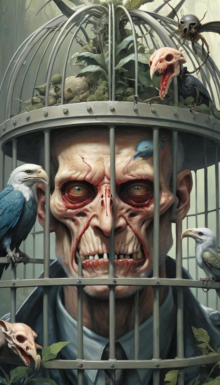 Surreal Biomechanical Figure in Dystopian Dreamscape