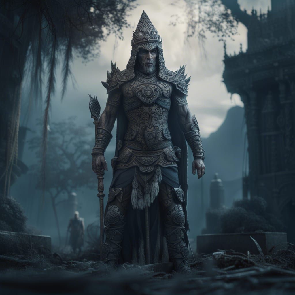 Samurai Ghost Watches Over Grave, Digital Matte Painting