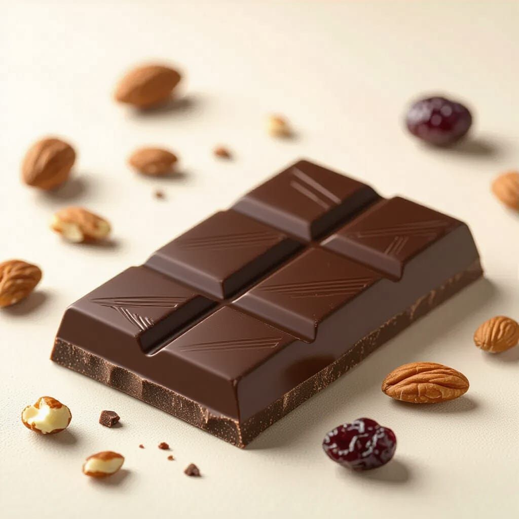 Hyperrealistic Gourmet Chocolate Bar with Nuts