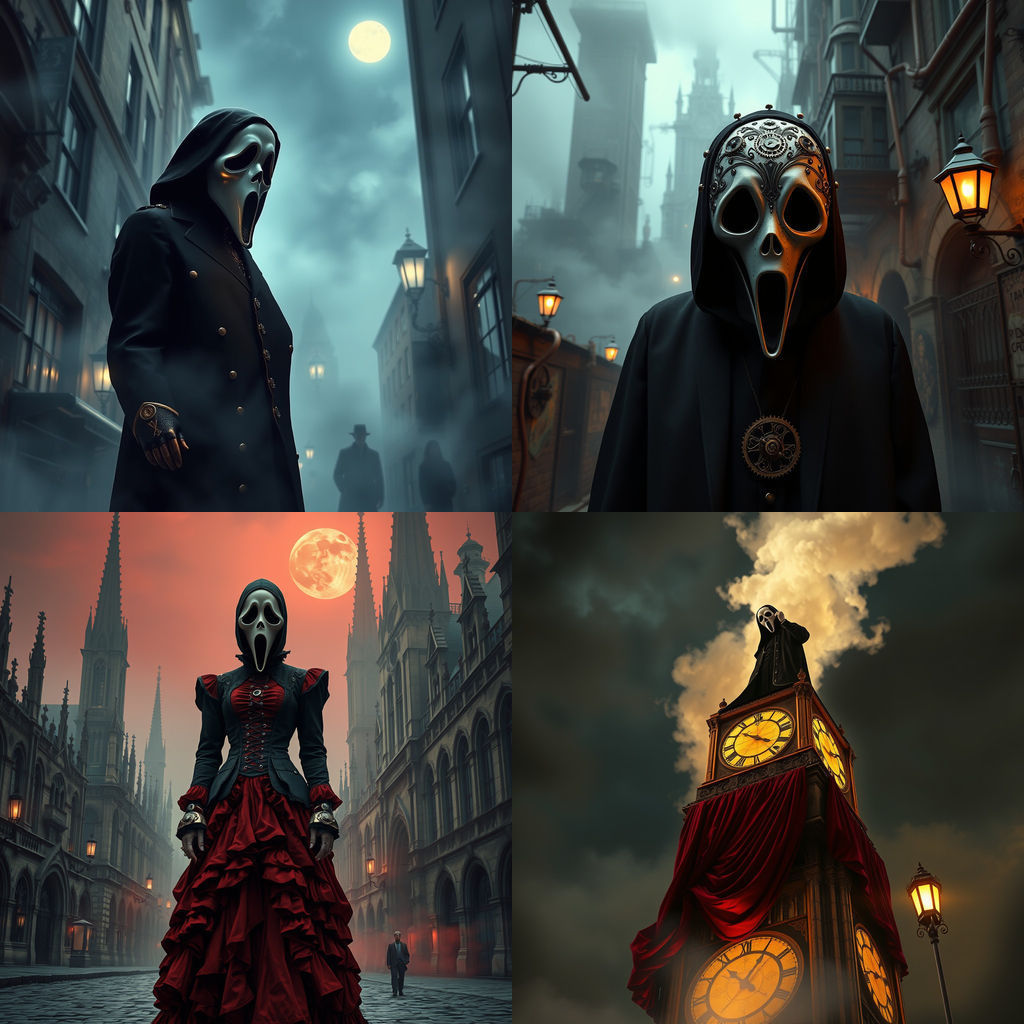 Steampunk Victorian Ghostface Mask Digital Painting