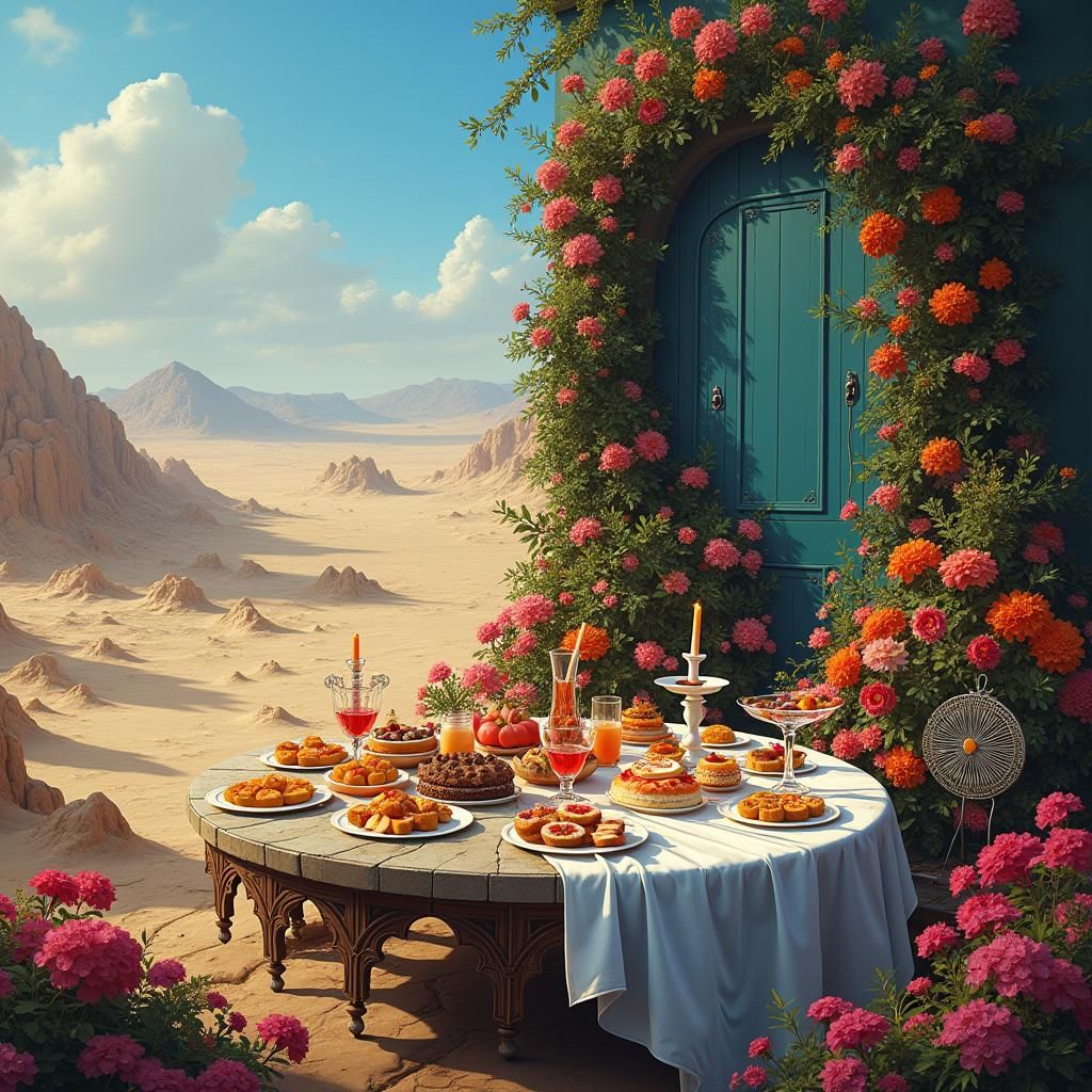 Contrasting Desert and Dessert Garden, Matte Painting