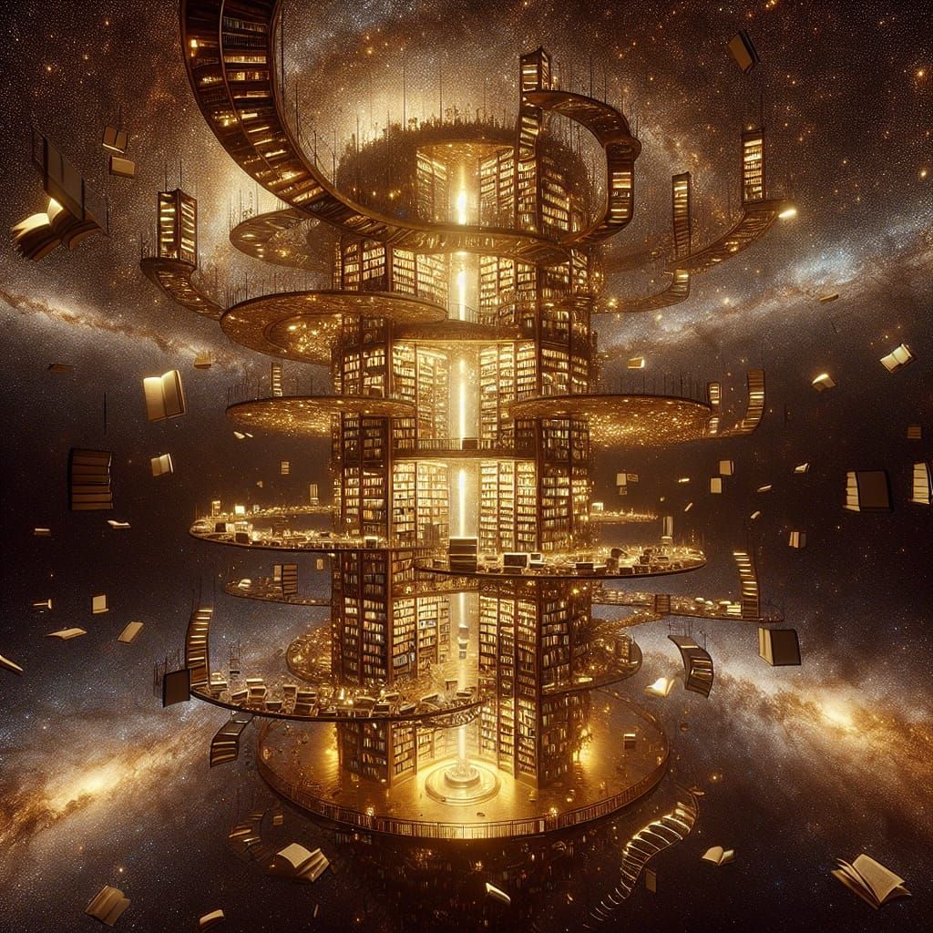 Celestial Library in Cosmic Starry Expanse