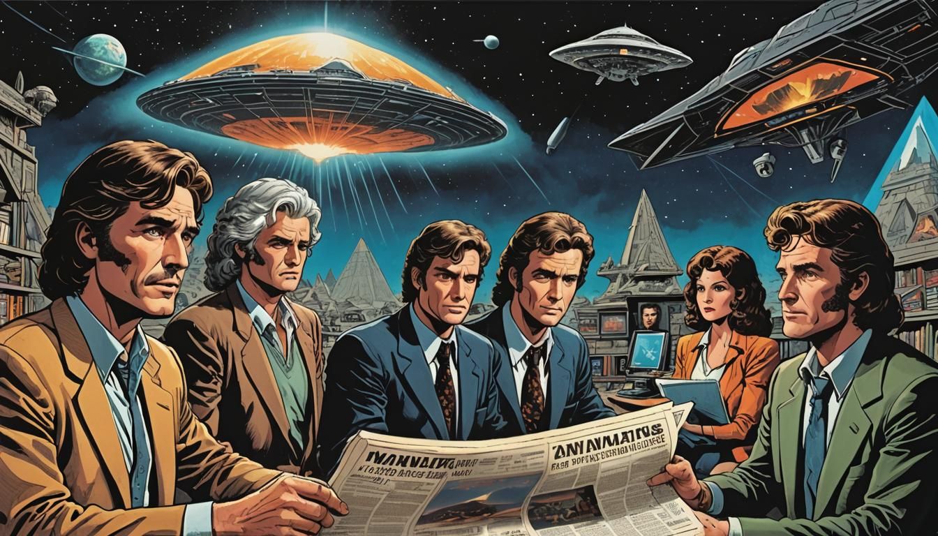 UFO Talk Show in Comic Book Style