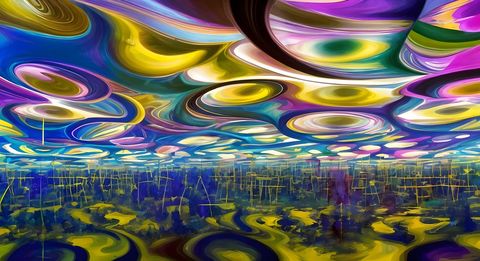 Kaleidoscopic Garden with Pinwheels as Digital Art