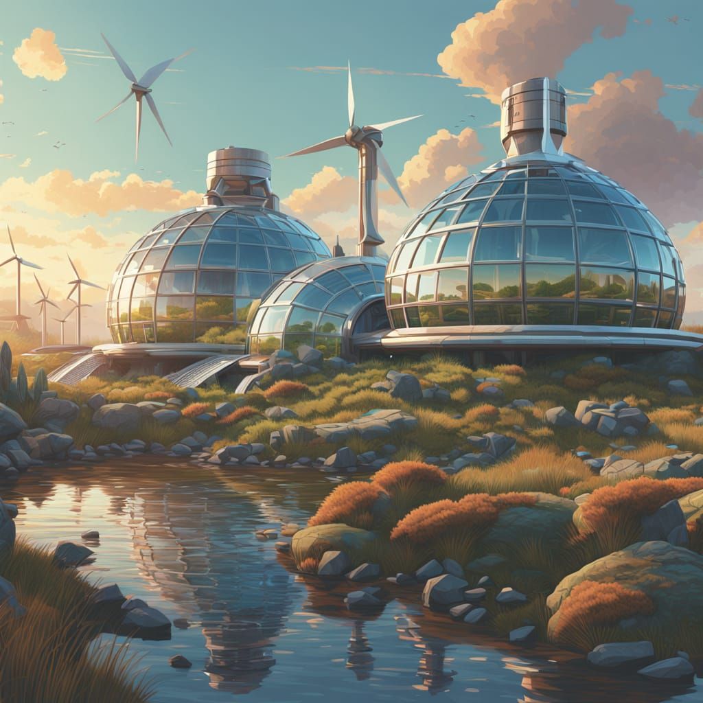 Ethereal Solarpunk Haven in Futuristic Harmony
