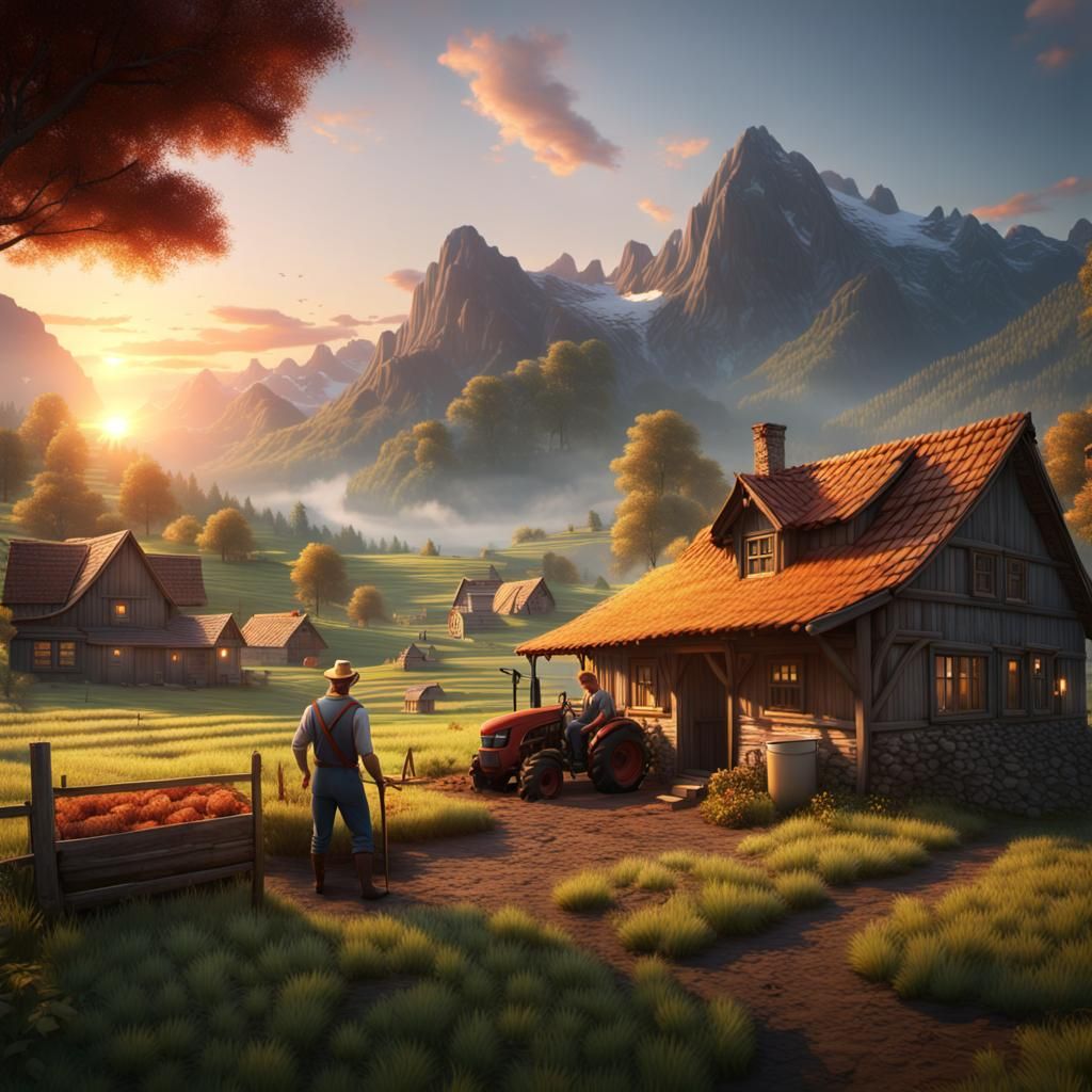 Sunrise Farm: Detailed Matte Painting in Unreal Engine