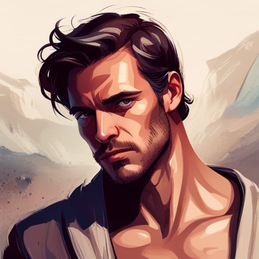 Picturesque Portrait of Handsome Man: Hyperdetailed Art