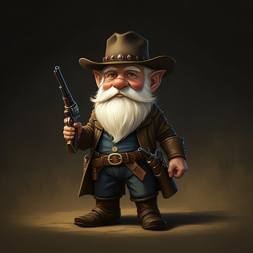 Gnome Western Gunslinger in the Wild West