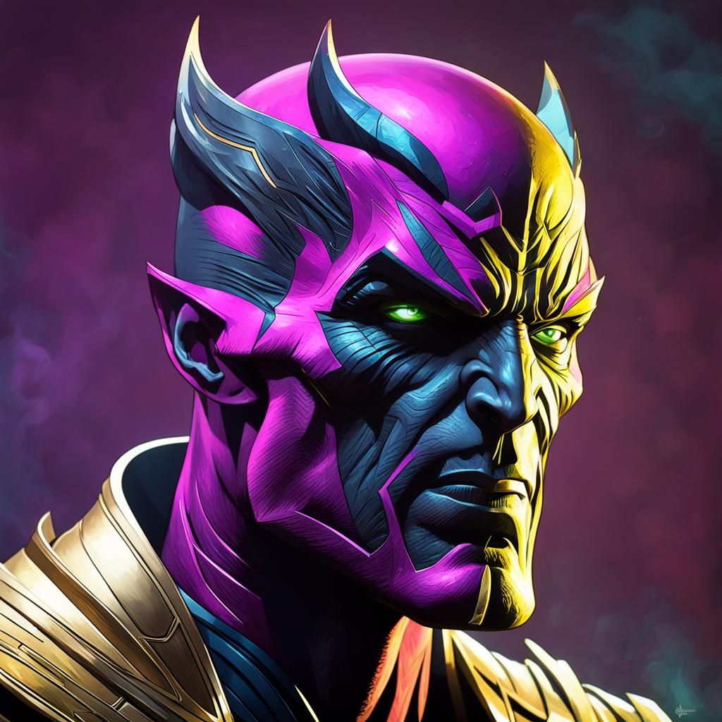 Sinestro Portrait in Hyperdetailed Art Nouveau Style