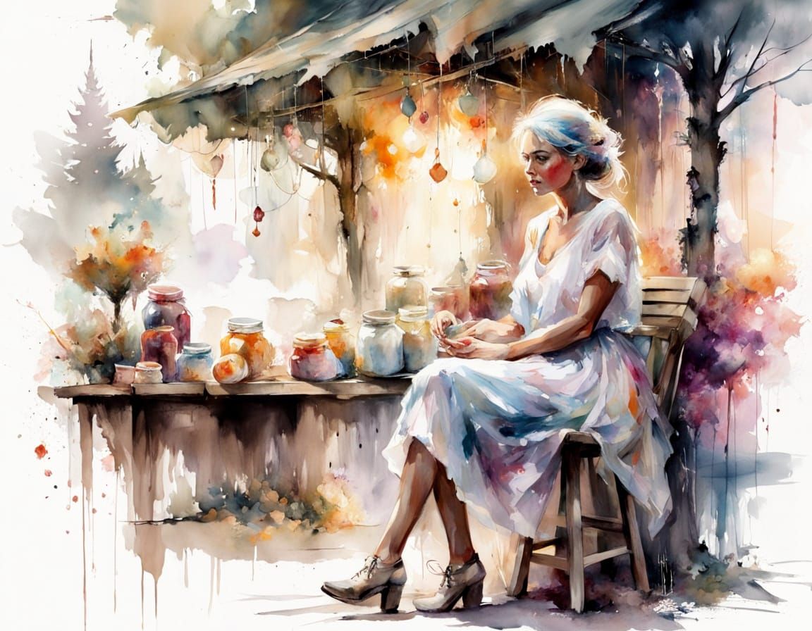 Whimsical Forest Farmstand with Granny Farmer