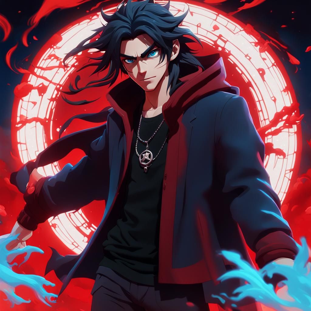 Anime Boy with Dark Aura in 3D Digital Art