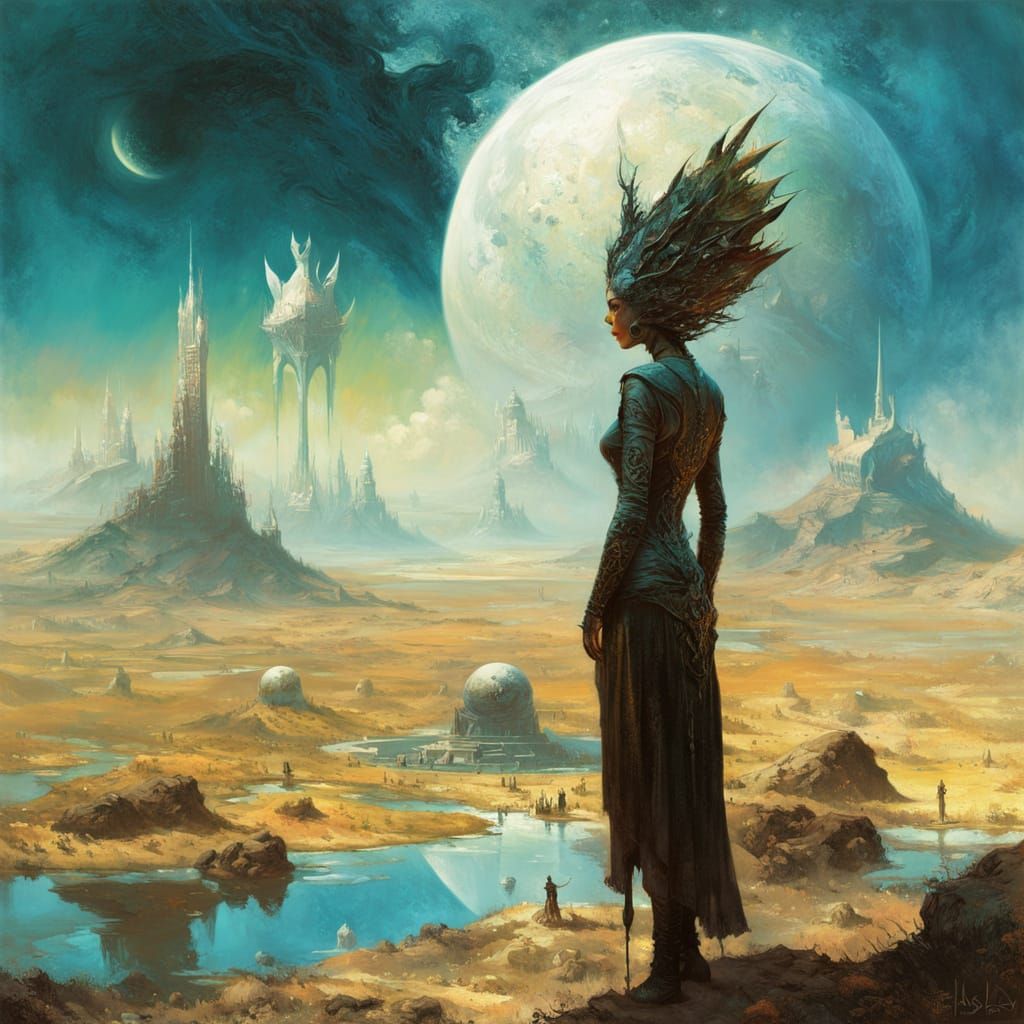 Esoteric Surreal Alien Landscape in Oil