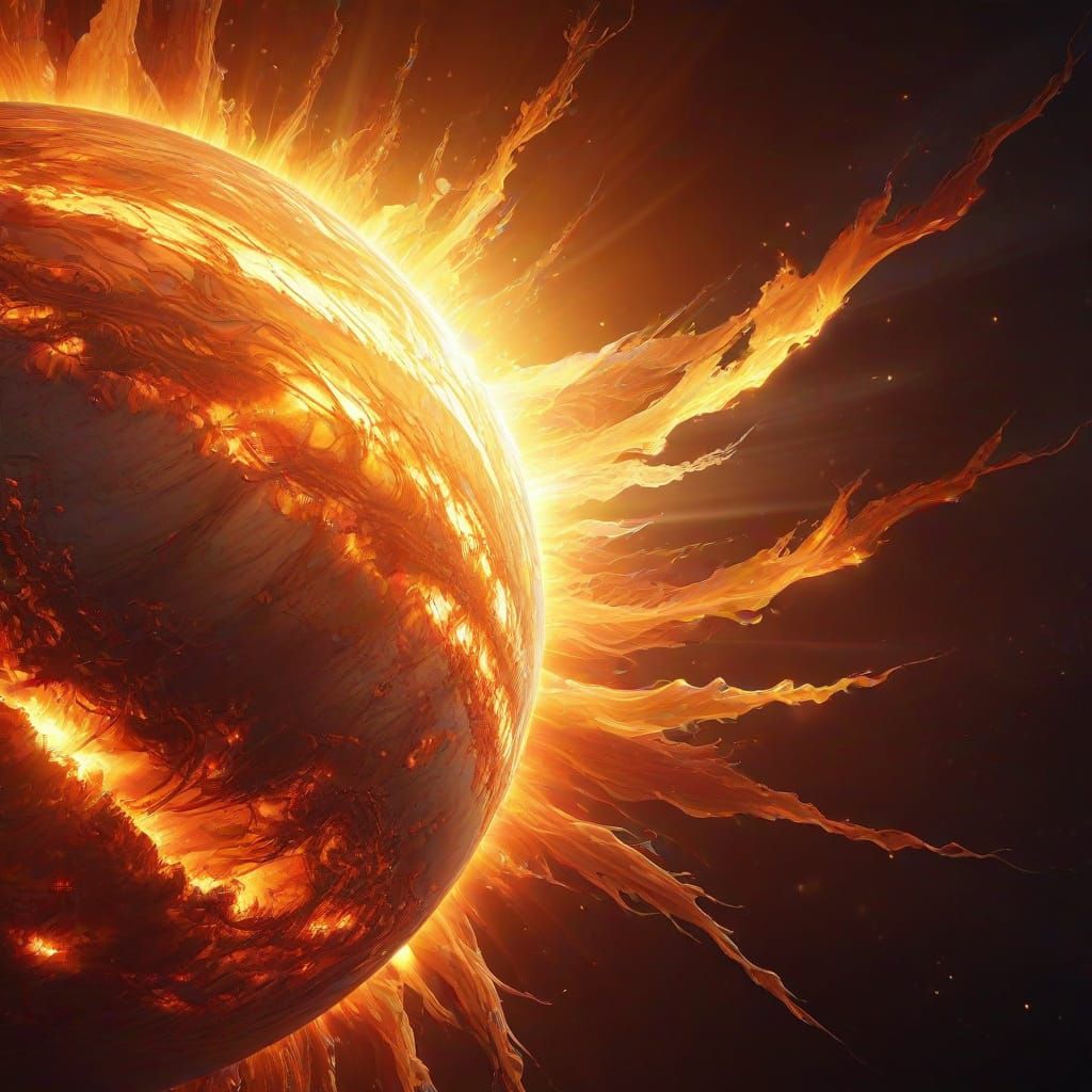 Exploding Sun Corona in Vivid Digital Illustration