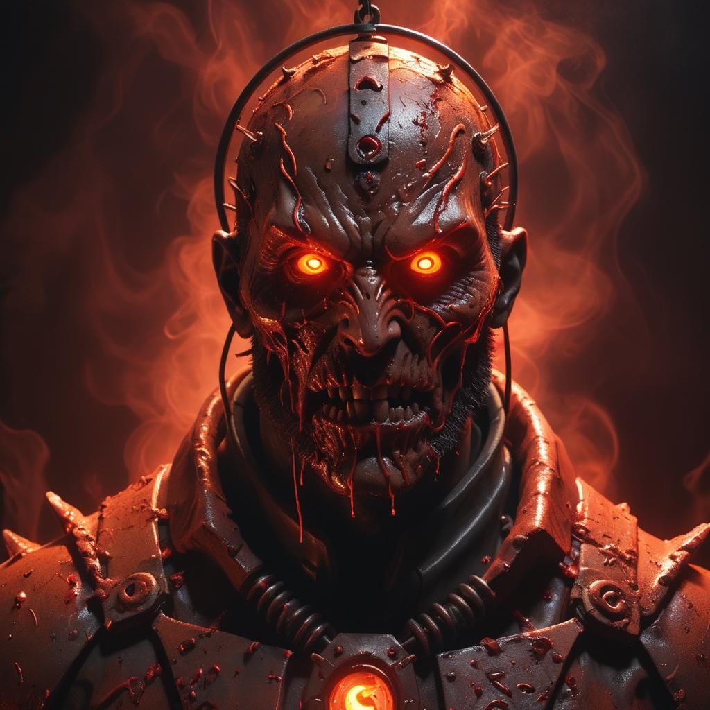 Marvel Comics; volumetric lighting toned acrylic art with filmic 3ds Max.
"Violator infected Onyx Crimson Rust suited, e...