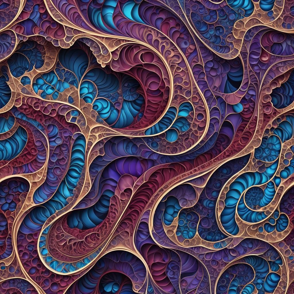 Abstract Fractal Steak Slice in Electric Colors