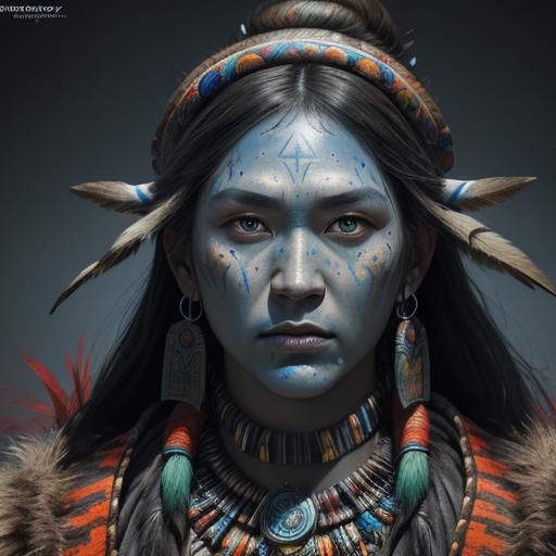 Hyperrealistic Shaman Concept Art with Colorful Depth