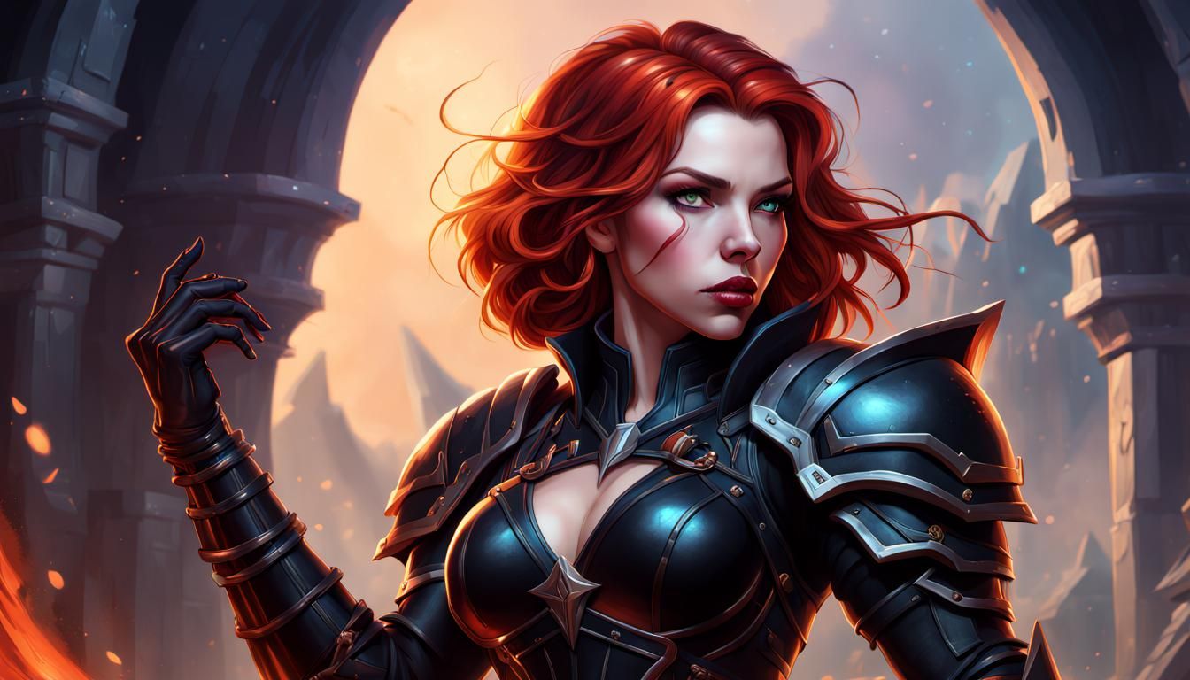 Black Widow as Warcraft Character in Armor