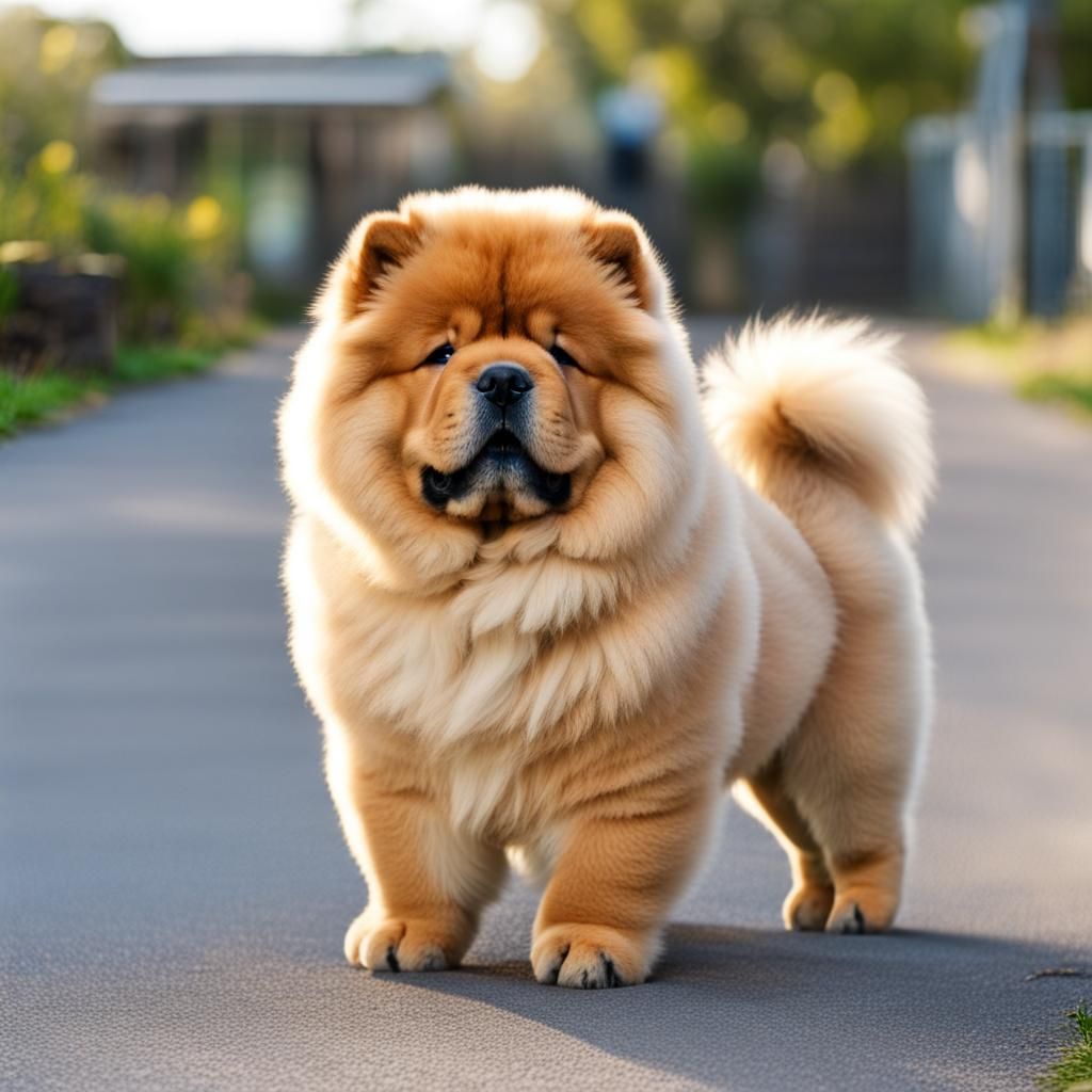 Fluffy Chow Chow Puppy Dog Portrait