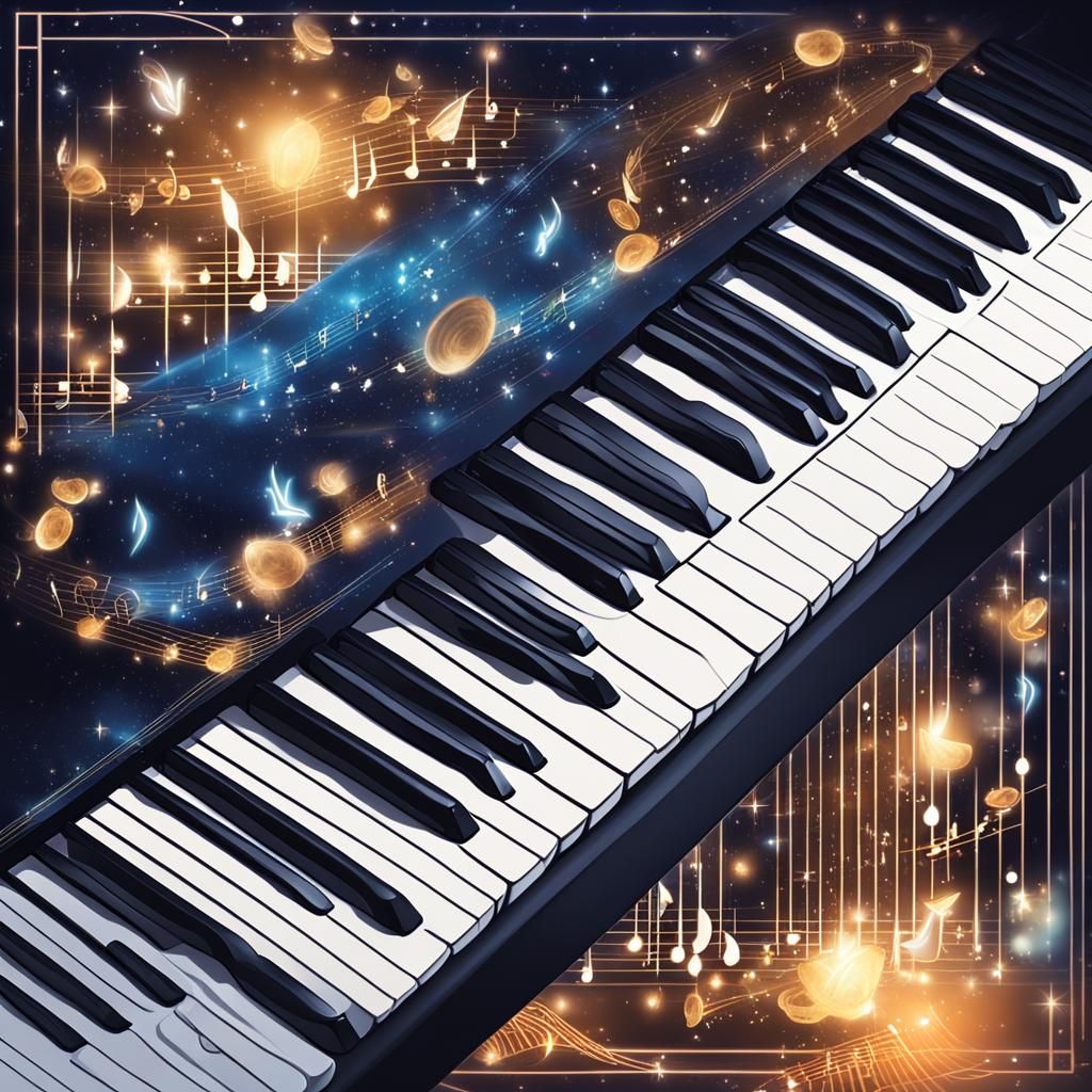 Magical Keyboard Chords in Detailed Musical Scene