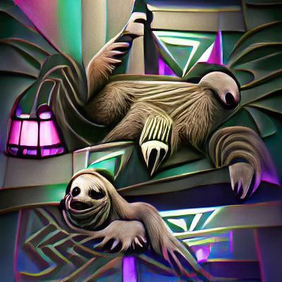 Sloth in Art Deco Style