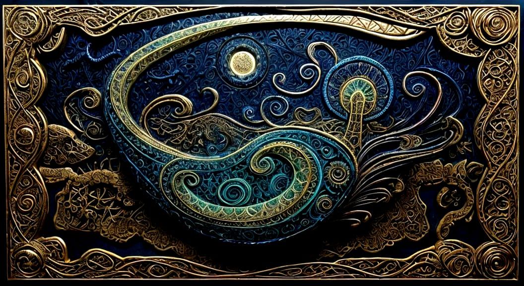 Surreal String Art Landscape Portrait in Psychedelic Style