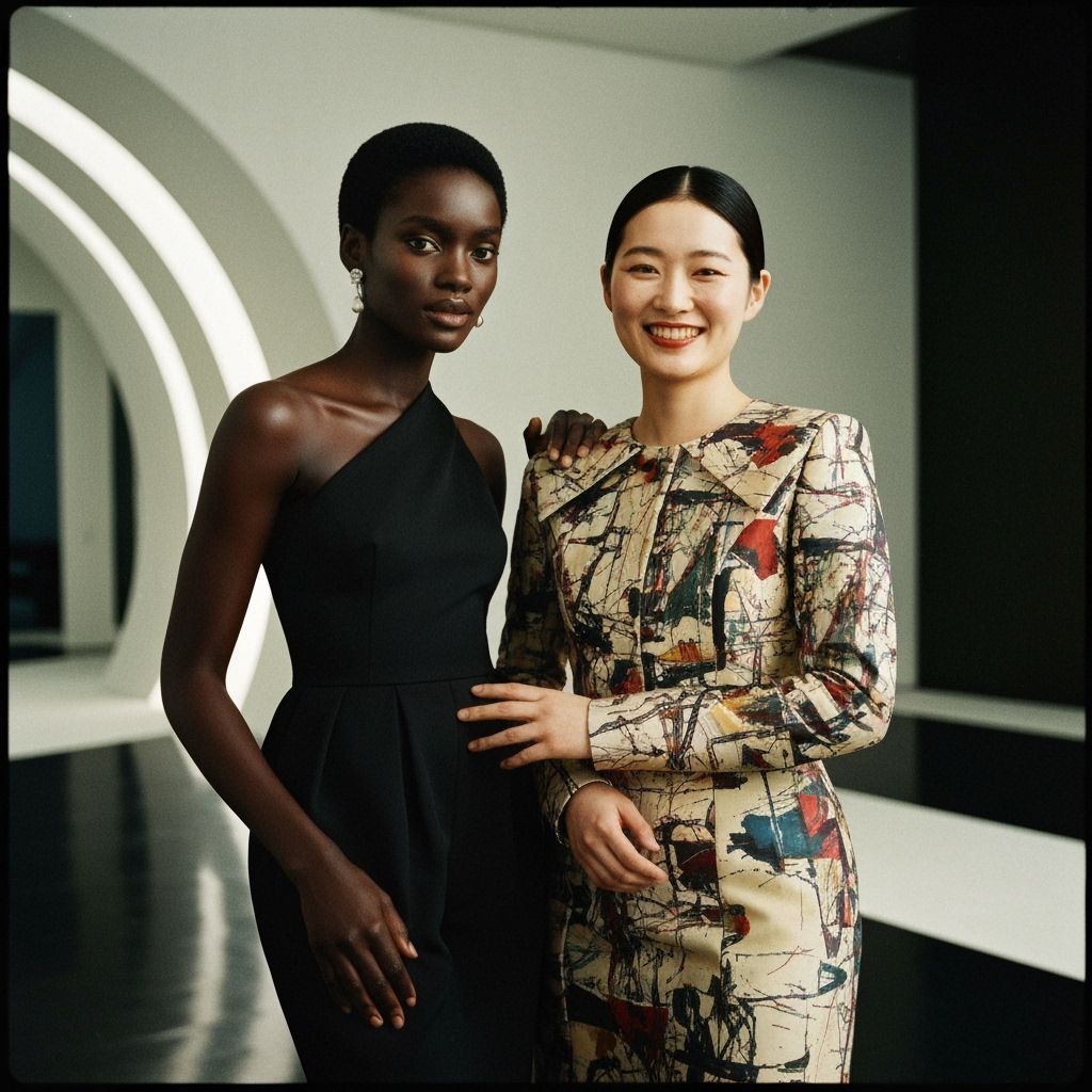 Two Women Posing in Modern Interior, Cinematic Film Still