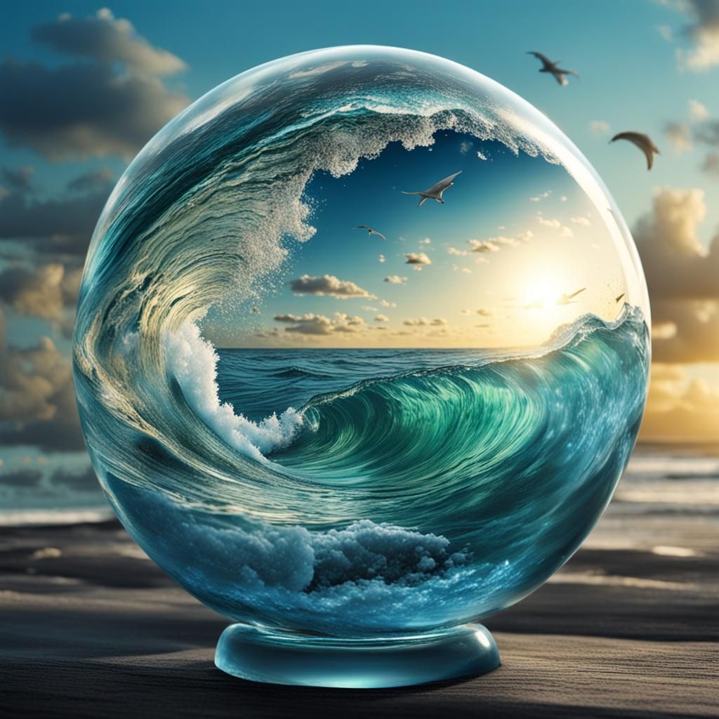 Ocean in Glass Sphere: Hyperrealistic Visual Perception