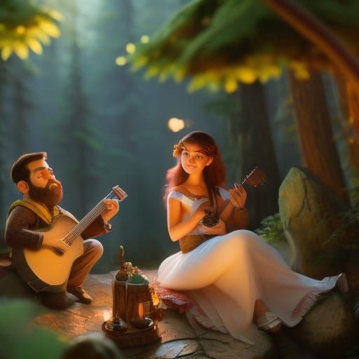Dwarf and Elf Forest Jam Session in 3D