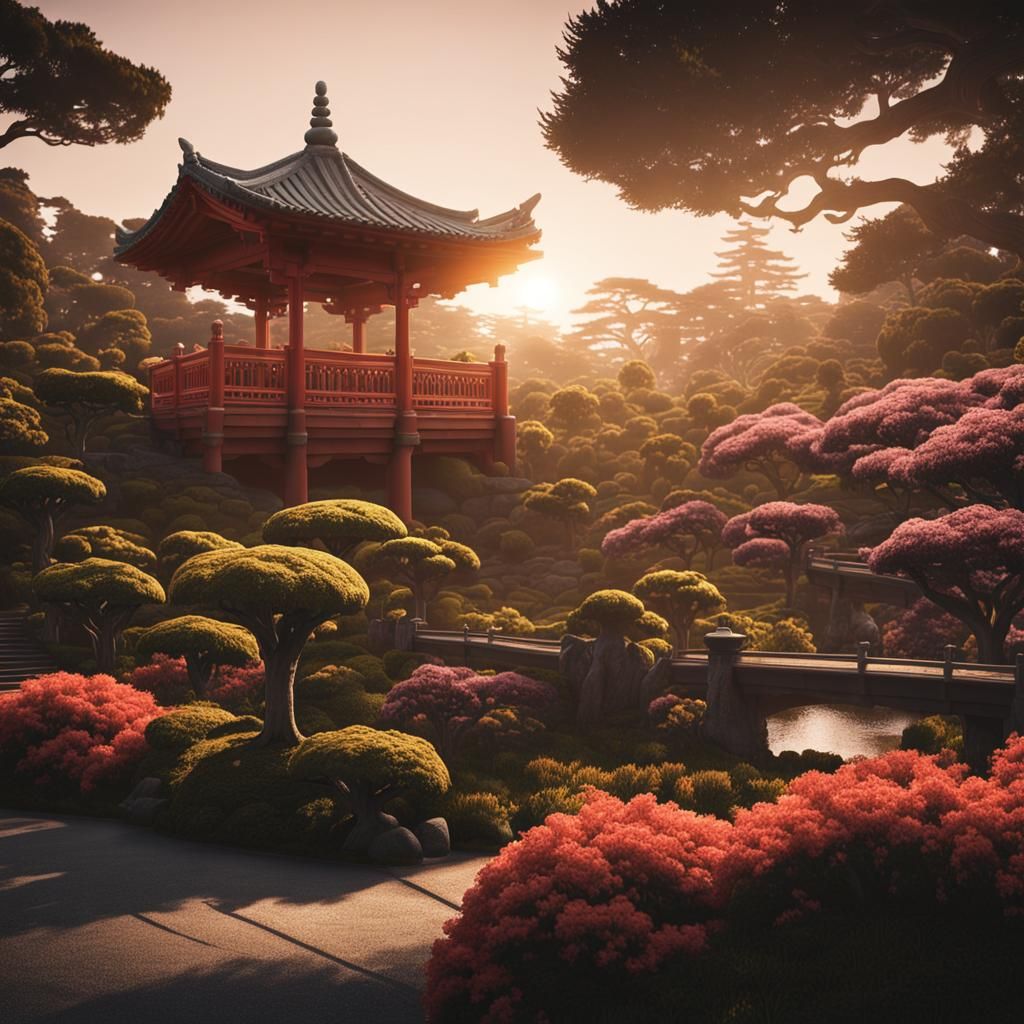 Sunset at Golden Gate Park Japanese Tea Garden
