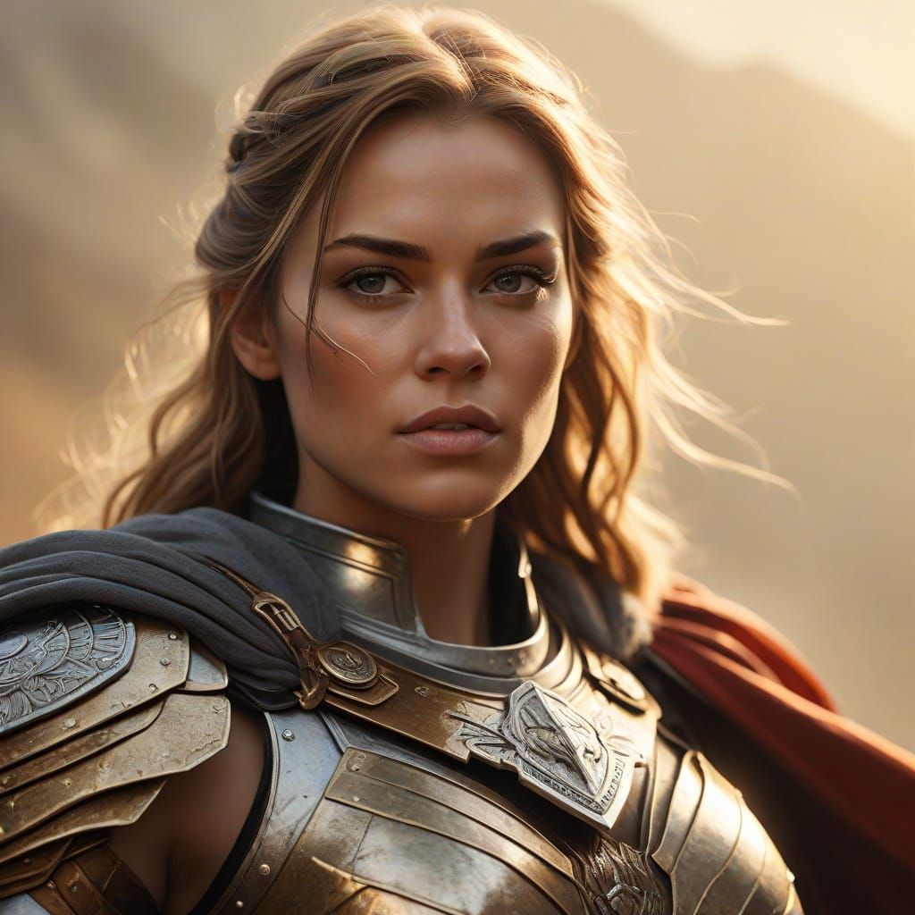Valkyrie Warrior Woman in Golden Armor
