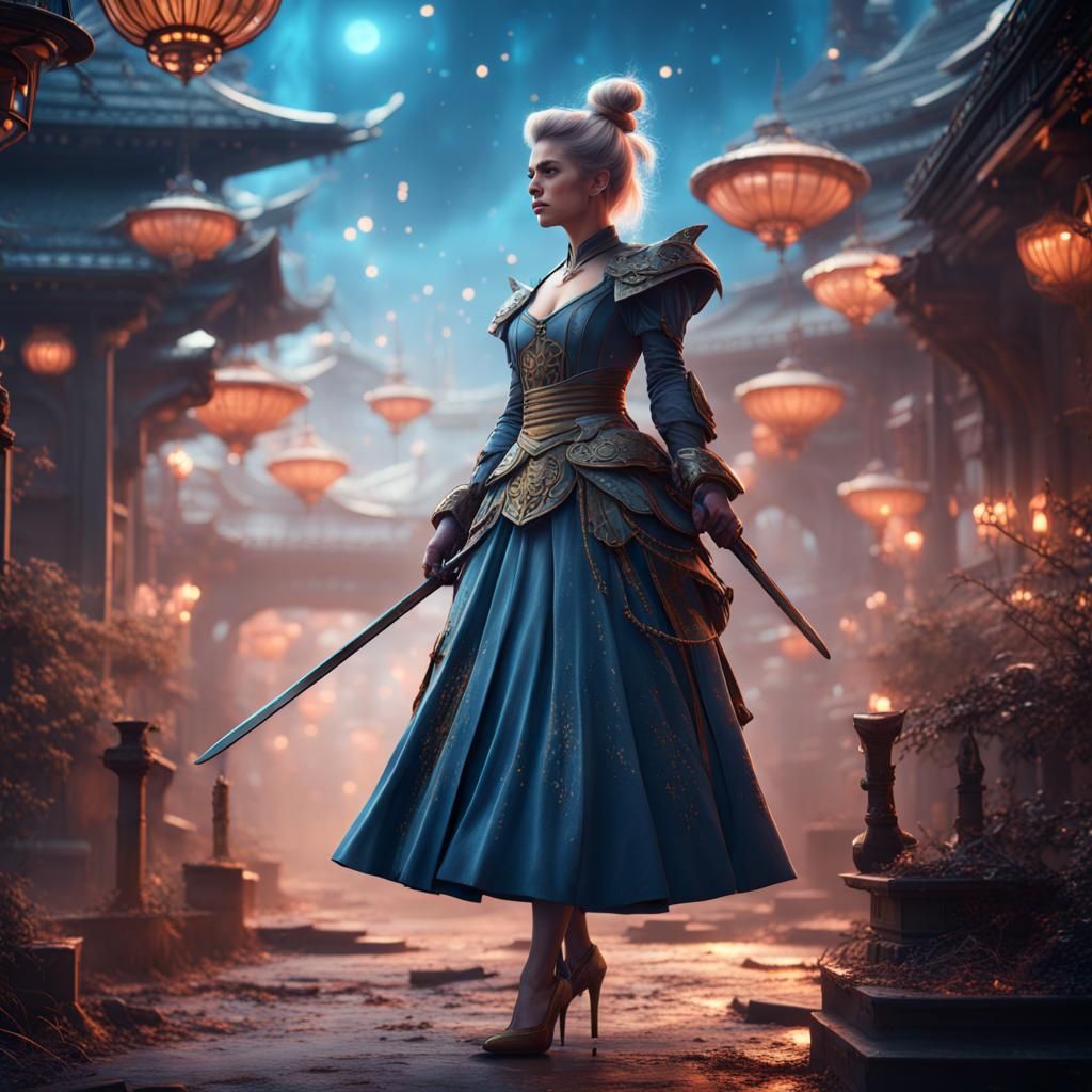 Cinderella: Space Samurai in Detailed Matte Painting